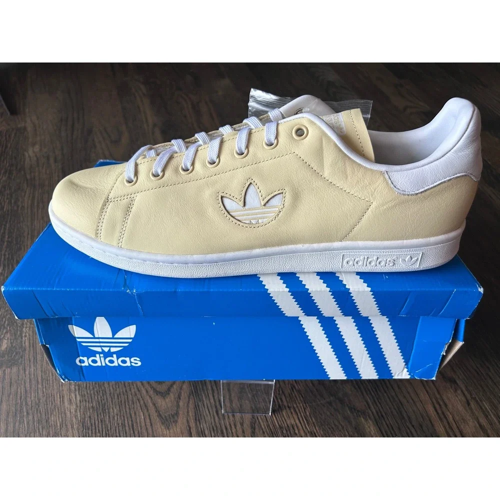 Adidas Stan Smith Mens Easy Yellow White Leather Sneakers BD7438 Size 13